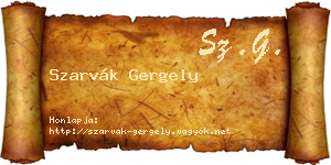 Szarvák Gergely névjegykártya